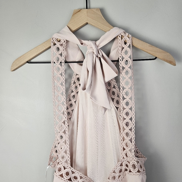 Lulu’s Pink Halter Mini Dress Crochet Large - Picture 8 of 13